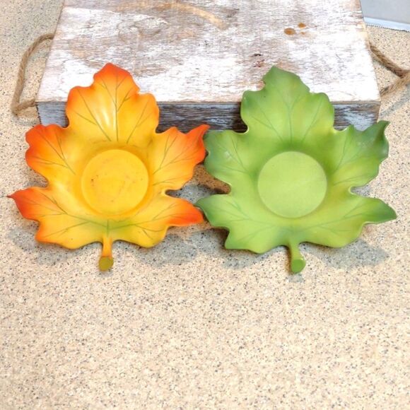 Parylite tea light Leaf candle holders - Picture 1 of 6